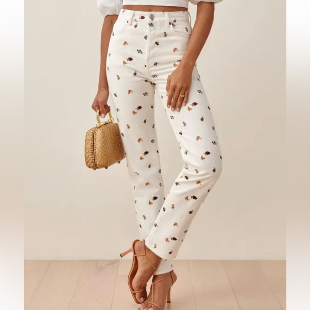 Reformation Embroidered Fruit Jeans